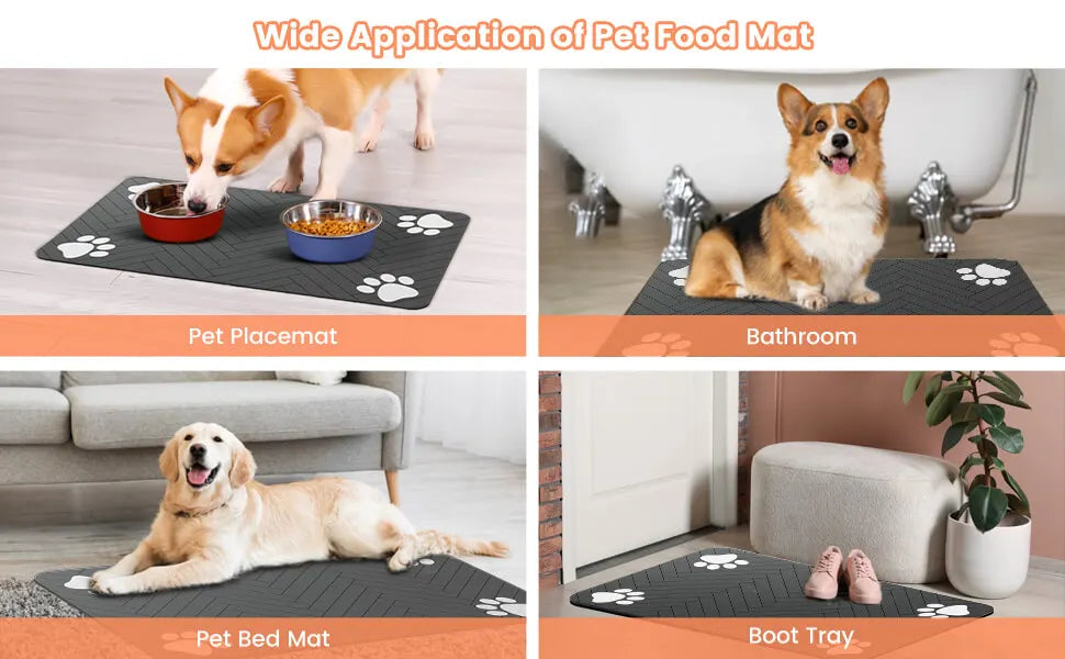 Pet Feeding Mat-Absorbent Pet Placemat Rubber Backing Quick Dry Water Mat for Dog Cat for Food and Water Bowl with Waterproof K's Collection Store