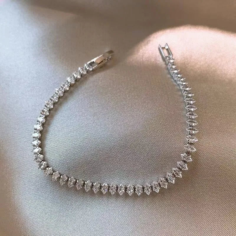 Luxury Roman Crystal Geometric Chain Bracelets for Women Trendy Goth Full Rhinestone Marquise Charm Bracelet Wed Jewelry Gift K's Collection Store