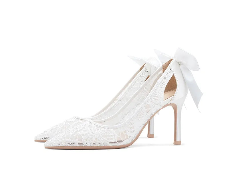 Women's Pumps and Heels Elegant Woman Heeled Shoes Lace Wedding Shoes Woman Heeled Sandals K's Collection Store