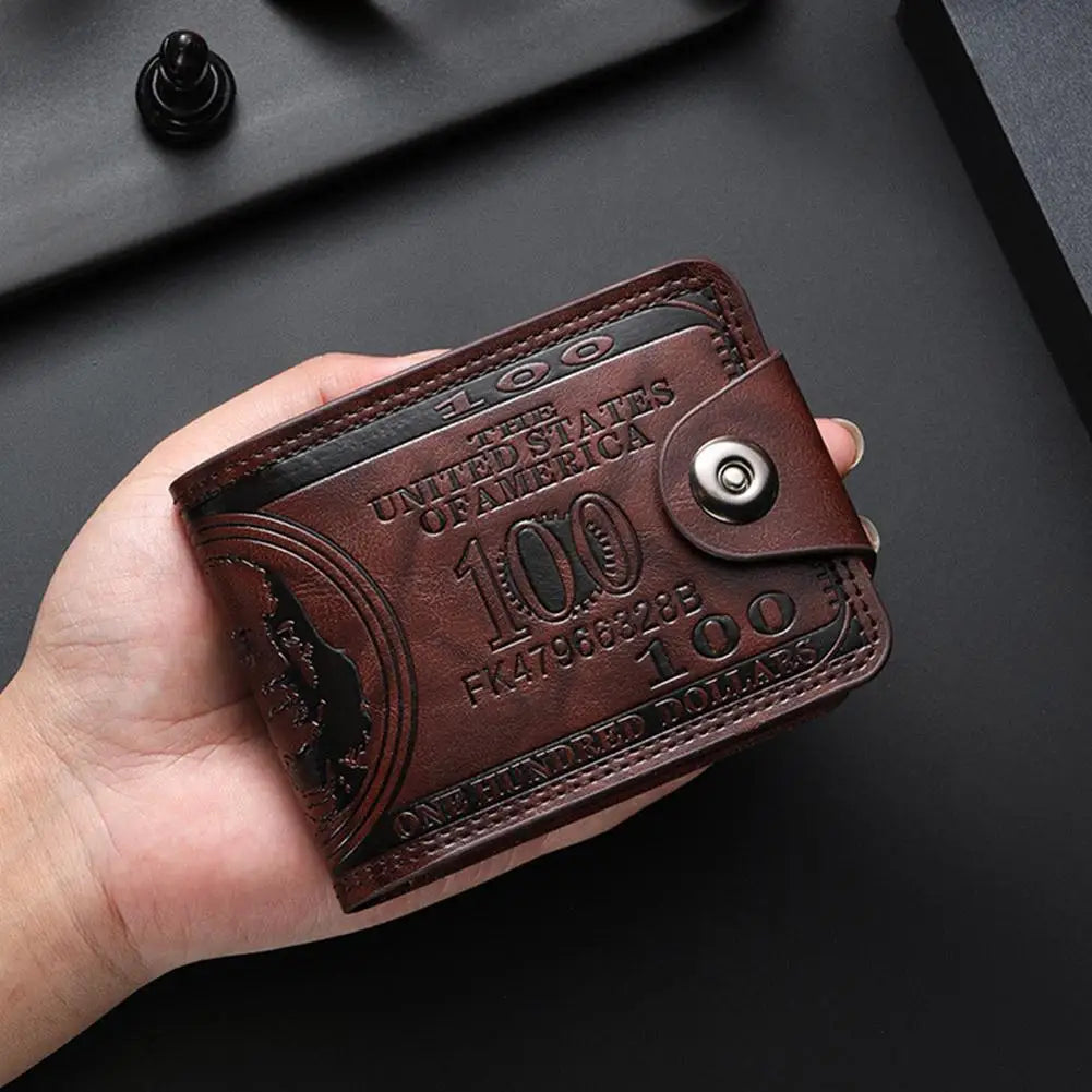 Men's Wallets with 100 US Dollar Pattern Hasp Male Leather Wallet with Zipper Card Holder Coin Pocket Purse Cartera Hombre K's Collection Store