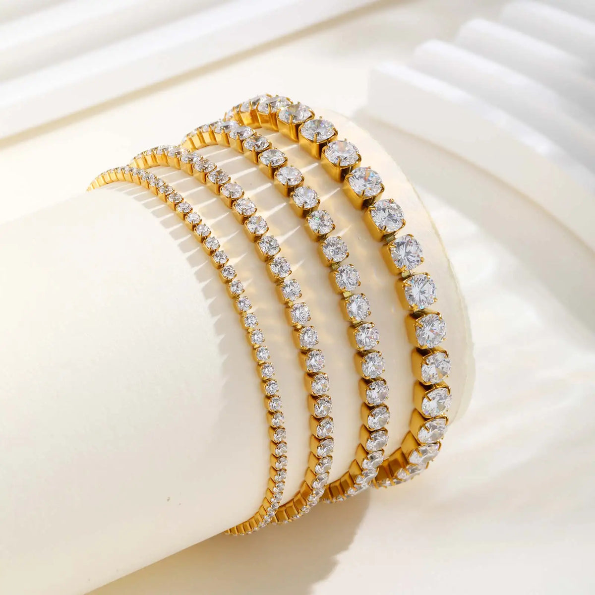 Classic Charm Tennis Bracelet for Women, AAA Zircon Stainless Steel Chain Bracelet, Wedding Birthday Party Jewelry Waterproof K's Collection Store
