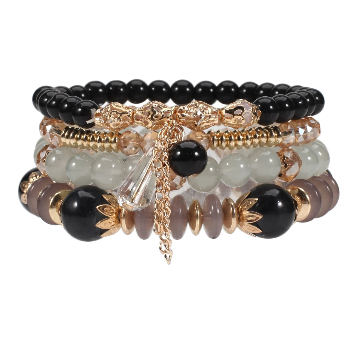 Bohemian Stackable Bead Bracelets for Women Multilayered Bracelet Pendant Charm Stretch Bangles K's Collection Store