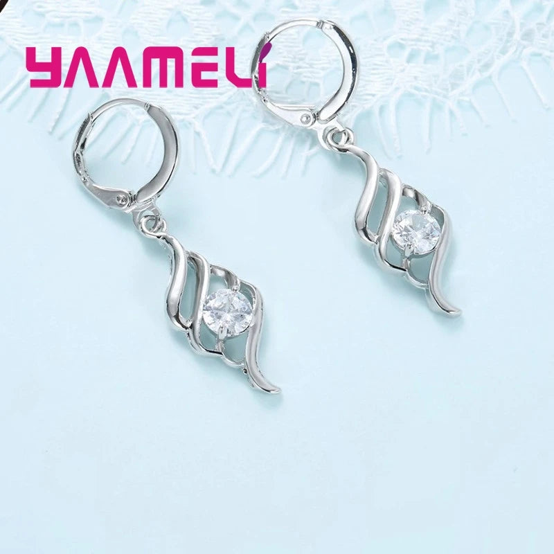 Jewelry Sets For Women Charms 925 Sterling Silver Color Pendant Necklace Hoop Earring Fashion Classic Collares Wedding Gift K's Collection Store