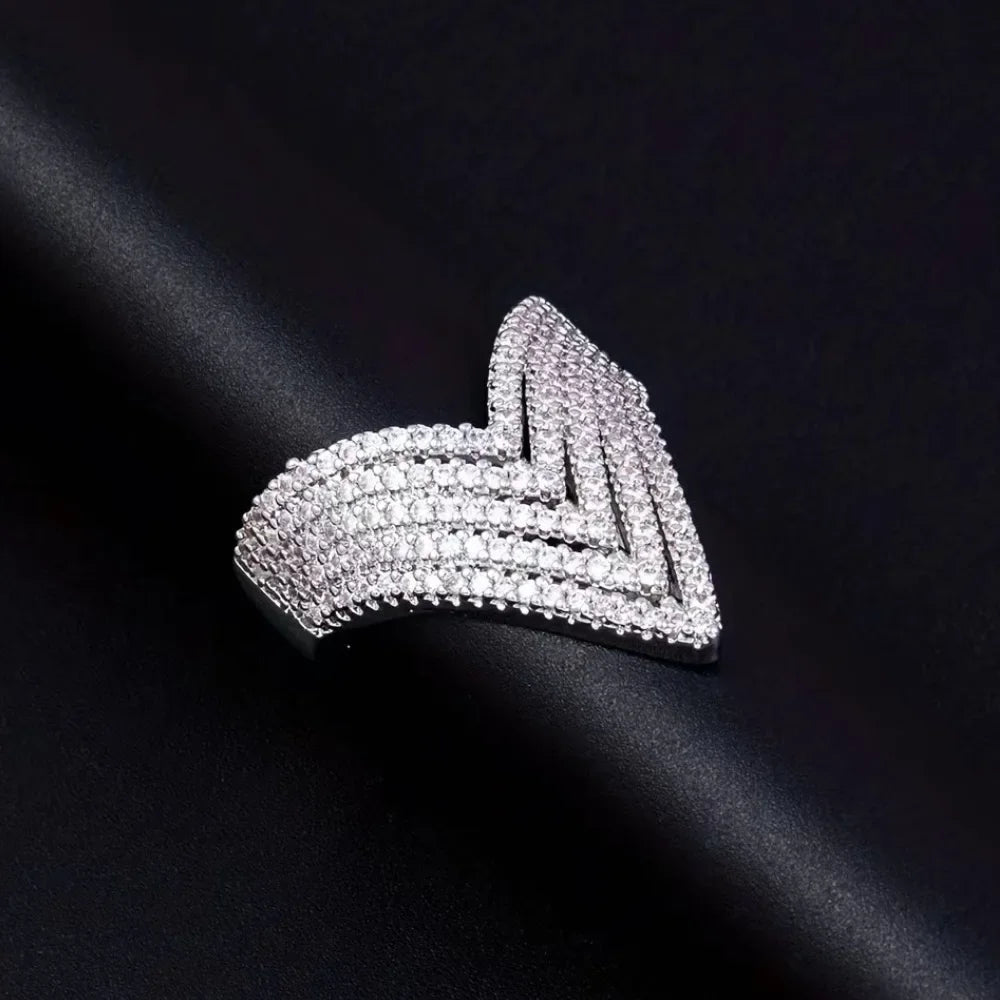 Women's Layered V-Shaped Zircon Ring K's Collection Store