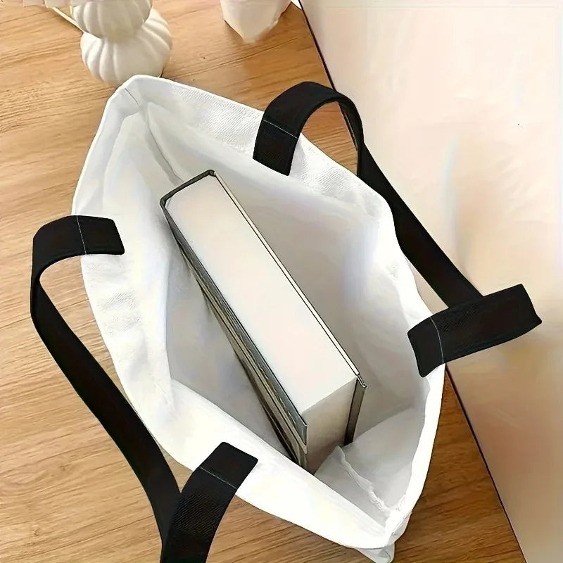 1pc Halloween Witch Cat Tote Bag  Reusable Grocery Handbag with Witch Hat Polyester Shopping Holiday Festivities Shoulder Bag K's Collection Store