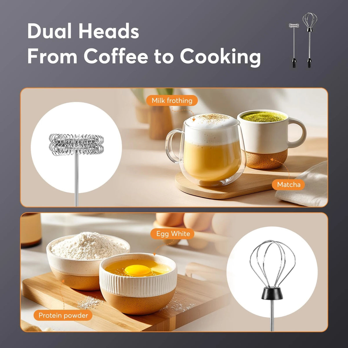 Milk Frother Wand Coffee Frother Handheld Foam Maker For Latte Rechargeable Electric Milk Frother Handheld Drink Mixer Gift Idea K's Collection Store