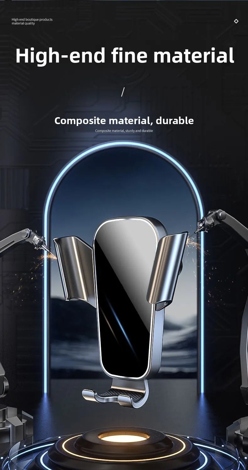 Universal car air vent phone mount with curved side clamps and cradle