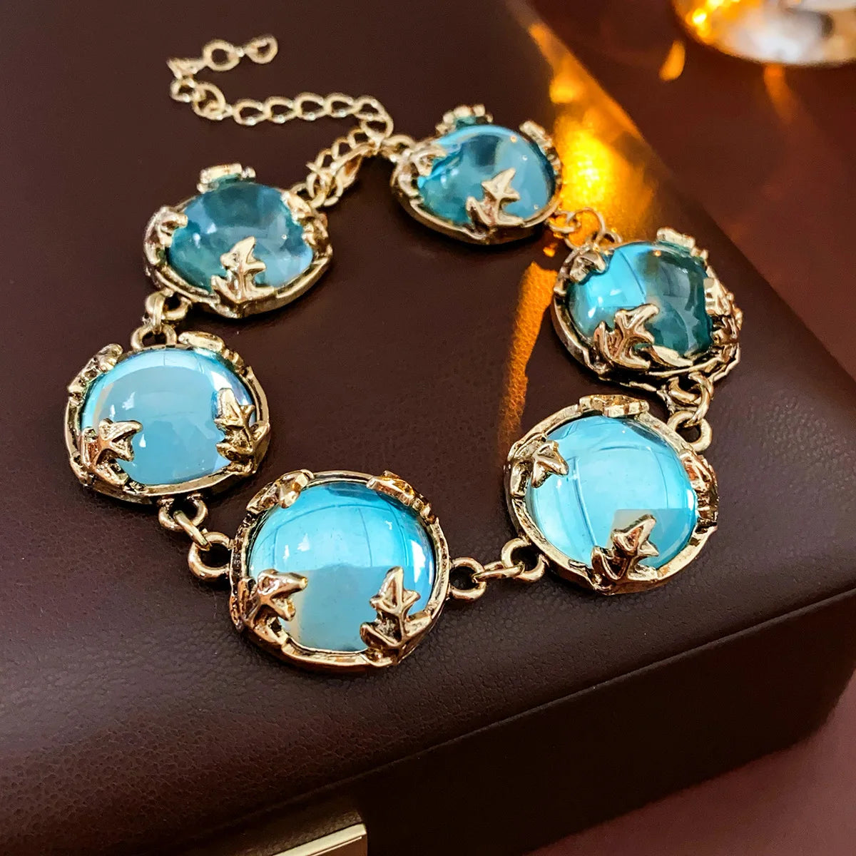 Vintage Fashion Wedding Jewelry Sets for Women Light Luxury Round Resin Necklace Versatile High-end Earring Bracelet K's Collection Store