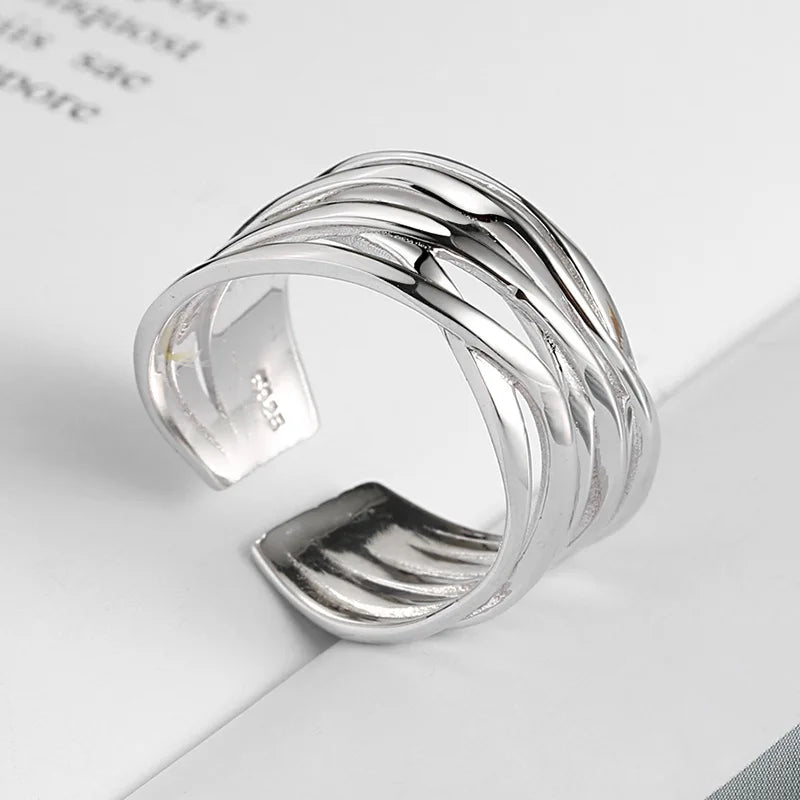 Real 925 sterling silver finger rings for women irregular Trendy fine Jewelry Large Adjustable Antique Rings Anillos K's Collection Store