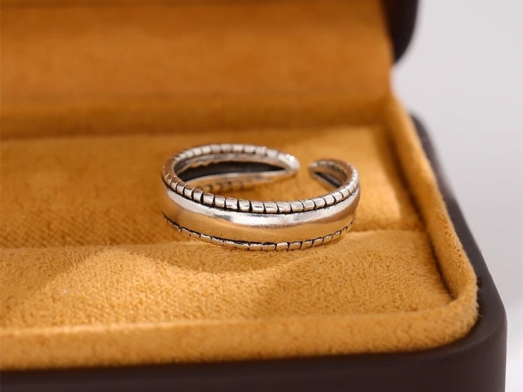 New Fashion Personality Middle Glossy Retro Female 925 Sterling Silver Jewelry Simple On Both Sides Twist Rings R146 K's Collection Store