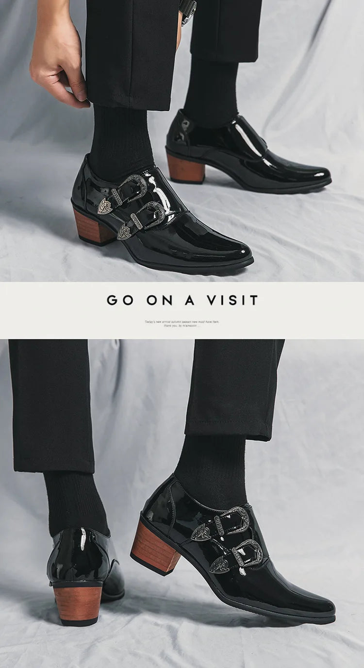 Luxury Classic High Heels Men Leather Shoes Height Increasing Casual Wedding Party Dancing Shoes Men Spring/Autumn K's Collection Store