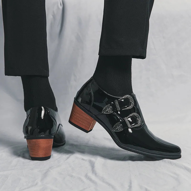Luxury Classic High Heels Men Leather Shoes Height Increasing Casual Wedding Party Dancing Shoes Men Spring/Autumn K's Collection Store