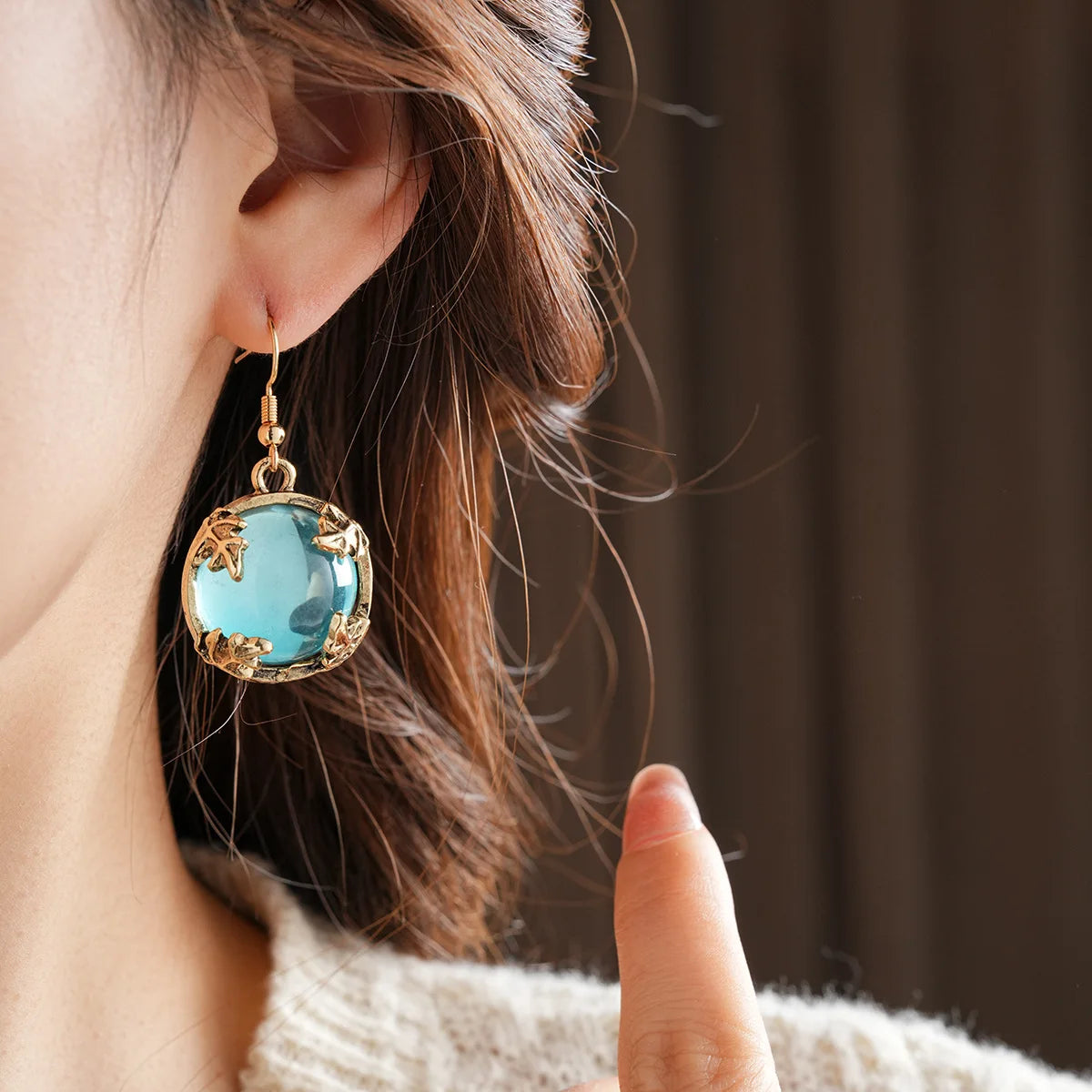 Vintage Fashion Wedding Jewelry Sets for Women Light Luxury Round Resin Necklace Versatile High-end Earring Bracelet K's Collection Store