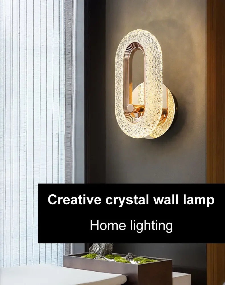 Luxury Bedroom Decoration Wall Lamp Acrylic Lampshade Rose Gold Metal Body Sconce Light LED Home Corridor Warm Atmosphere Lustre K's Collection Store