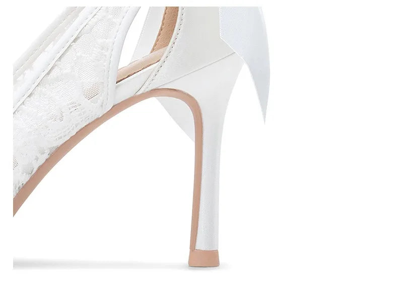 Women's Pumps and Heels Elegant Woman Heeled Shoes Lace Wedding Shoes Woman Heeled Sandals K's Collection Store