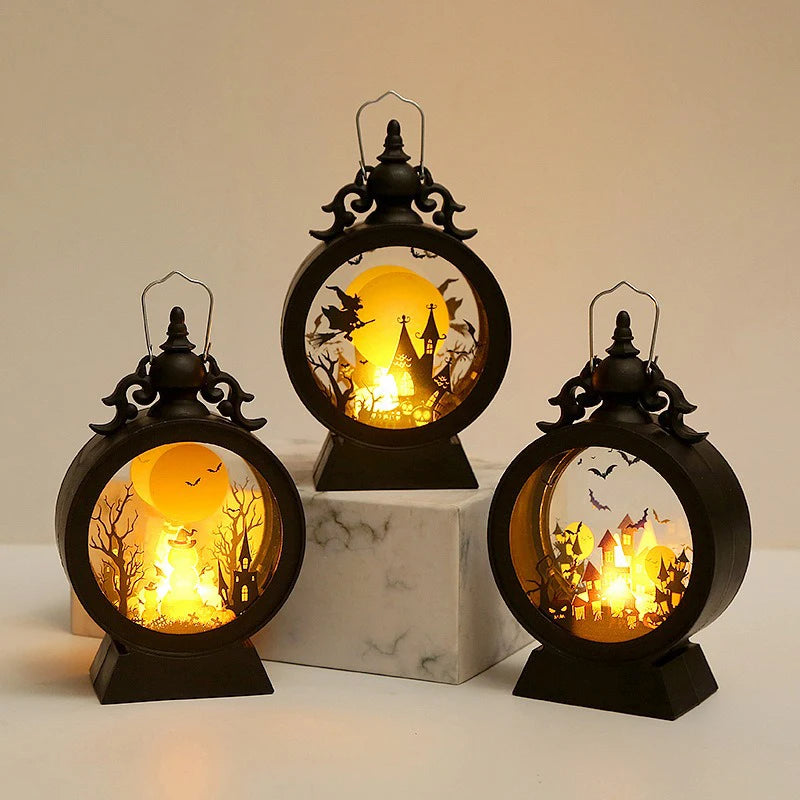 Halloween LED Wind Night Light Portable Pumpkin Ghost Lantern Bar Desktop Ornament Halloween Decor Props Party Supplies DeskLamp K's Collection Store