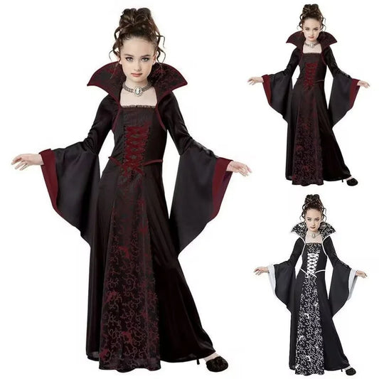 Halloween Costume Dress For Kids Fantasy Vampire Costume Girls Witch Cosplay Children's Party Performance Gown Clothing 4-12Y K's Collection Store
