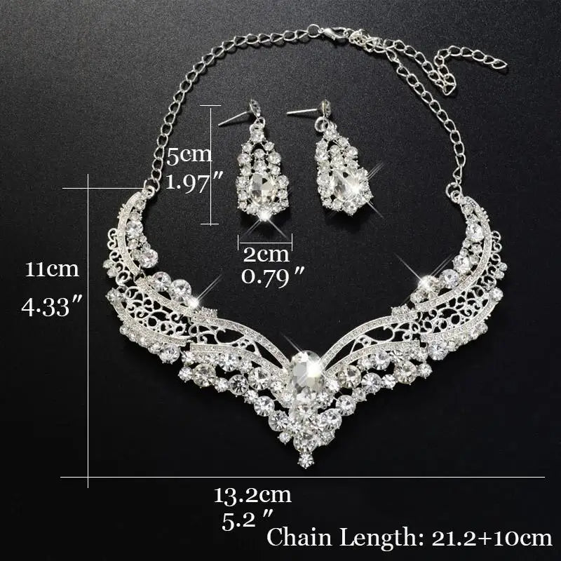 Luxurious Wedding Jewelry Sets for Bridal Bridesmaid Jewelery Drop Earring Necklace Austria Crystal Wholesale Gift K's Collection Store