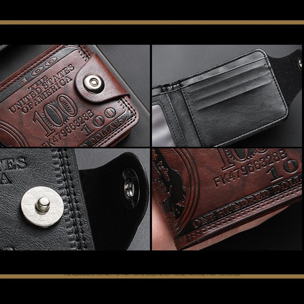Men's Wallets with 100 US Dollar Pattern Hasp Male Leather Wallet with Zipper Card Holder Coin Pocket Purse Cartera Hombre K's Collection Store