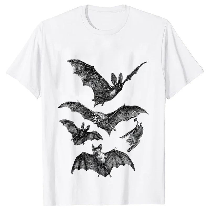 Gothic T Shirts for Men Witchy Clothing Goth Dark Grunge T-shirt Aesthetic Halloween Vampire Bat Vintage Clothes Short Sleeve K's Collection Store