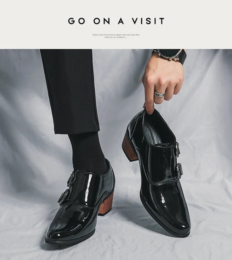 Luxury Classic High Heels Men Leather Shoes Height Increasing Casual Wedding Party Dancing Shoes Men Spring/Autumn K's Collection Store