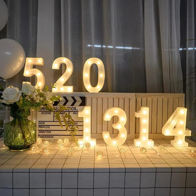 Luxury Alphabet Letter LED Lights Luminous Number Lamp  Battery Night Light for Home Wedding Birthday Christmas Party Decoration K's Collection Store