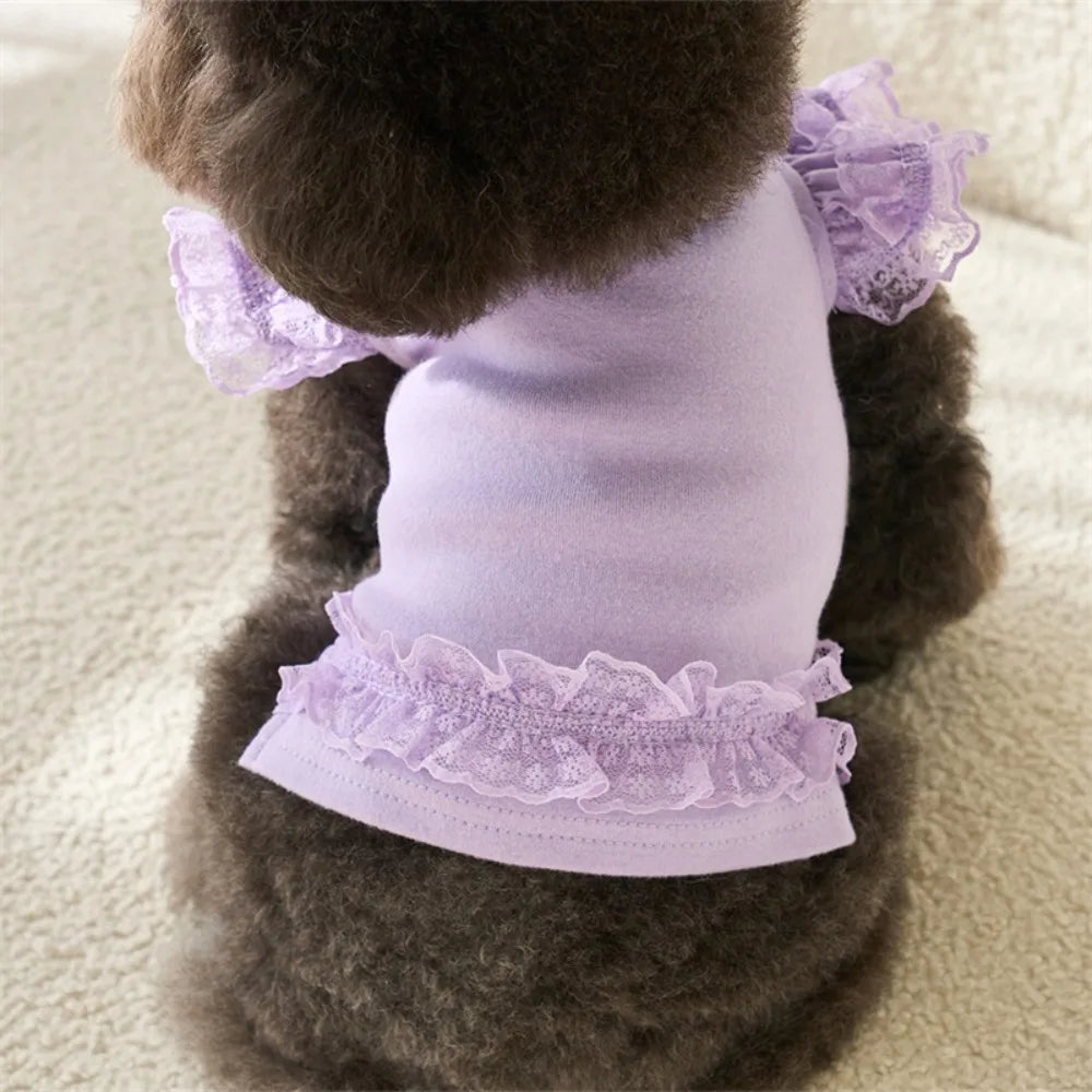 Pet Supplies Lace Pet Summer Vest Soft Flying Sleeve Cat Base Skirt Breathable Dog Clothes Puppy K's Collection Store