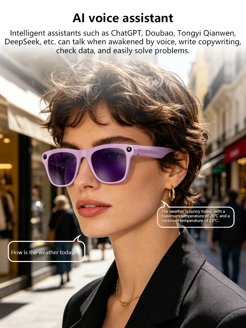 Lenovo Smart AI Glasses – 8K HD Camera, Bluetooth, Voice Call & AI Translation K's Collection Store