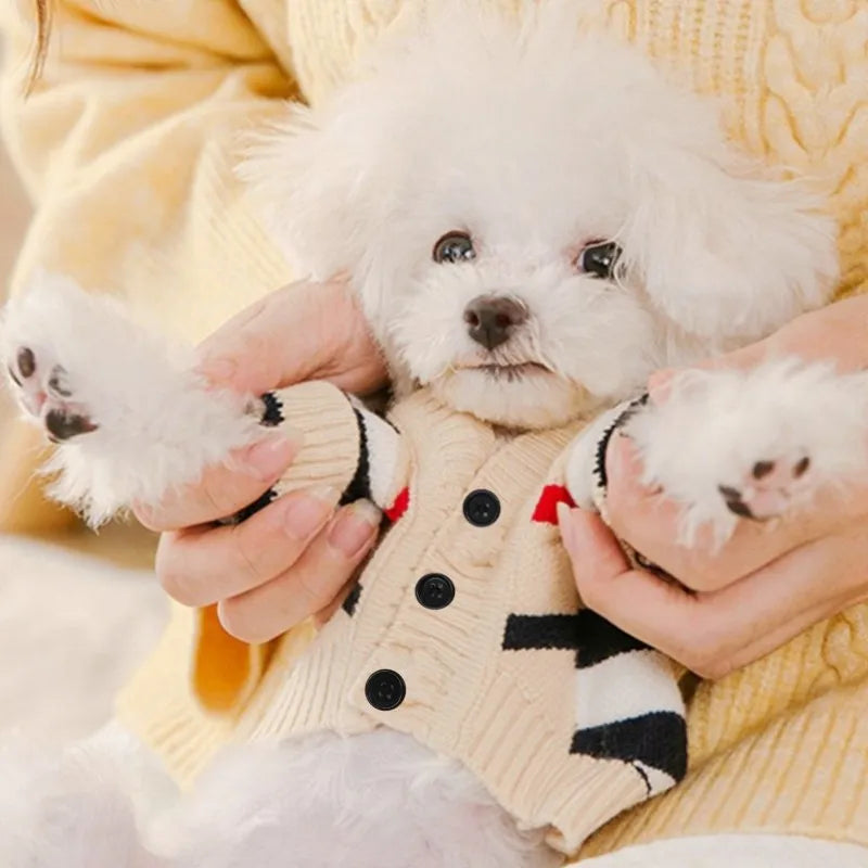 Luxury Striped Dog Cardigan Sweater | Small Dogs, Chihuahua, Bichon, Kitten – Warm Pet Coat K's Collection Store