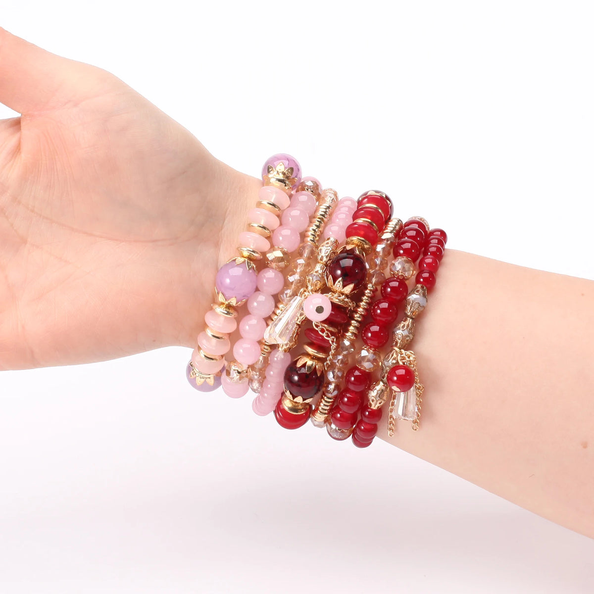 Bohemian Stackable Bead Bracelets for Women Multilayered Bracelet Pendant Charm Stretch Bangles K's Collection Store