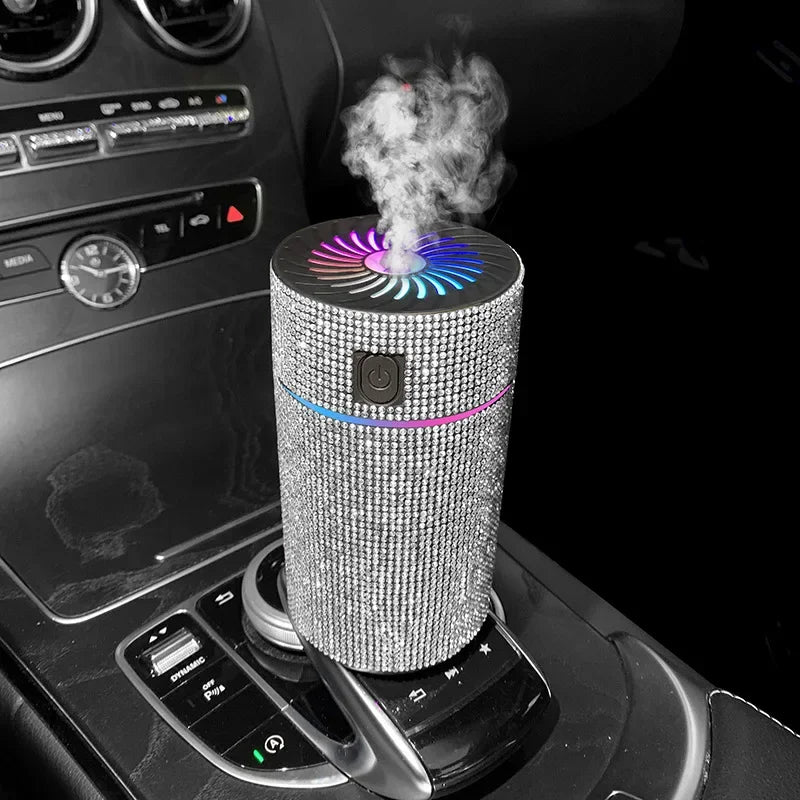 Luxury Diamond Car Diffuser Humidifier with LED Light Auto Air Purifier Aromatherapy Diffuser Air Freshener Car Accessories K's Collection Store