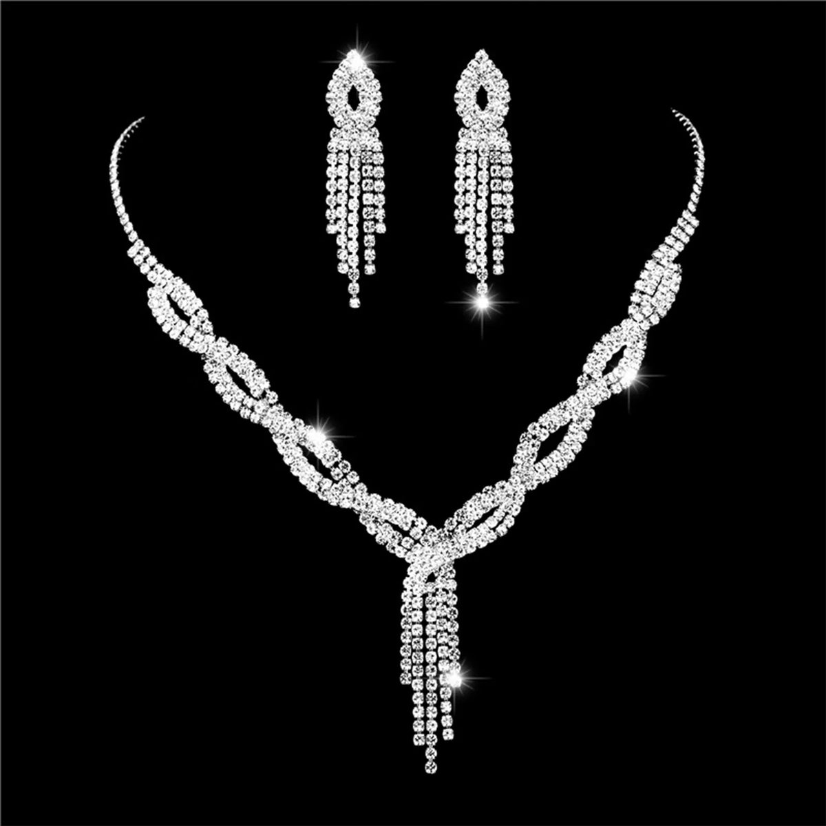 Women's Necklace Earrings Set Zircon Dangle Earrings Set Exquisite Wedding Party Jewelry Set for Anniversary Mother's Day Gift K's Collection Store
