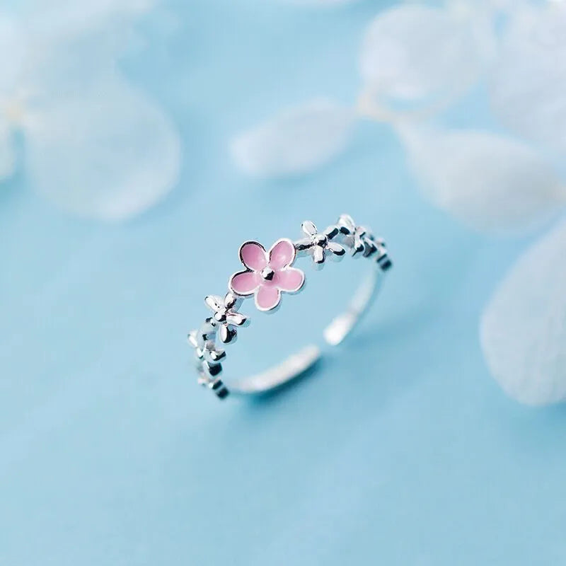 Luxury Zircon Flower Opening Rings for Women Cubic Zirconia Rose Cherry Blossom Tulip Adjustable Finger Ring Wedding Jewelry K's Collection Store