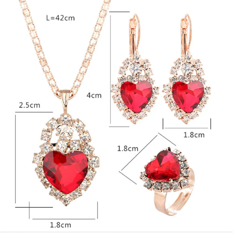 Jewelry Sets Women Wedding Jewelry Set for Brides Gold-Color Zirconia Earring Pendant Necklace Ring Sets K's Collection Store