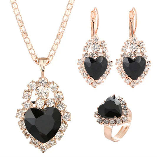 Jewelry Sets Women Wedding Jewelry Set for Brides Gold-Color Zirconia Earring Pendant Necklace Ring Sets K's Collection Store