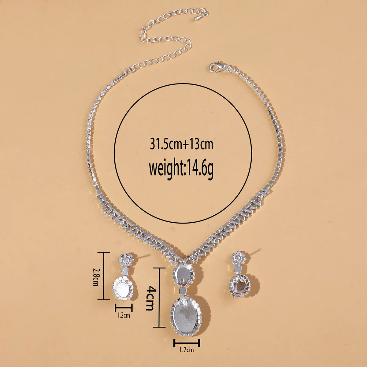 Jewelry Wholesale Fashion New Necklace Earrings Bracelet Set Shiny Bride Jewelry Set Collarbone Necklace K's Collection Store