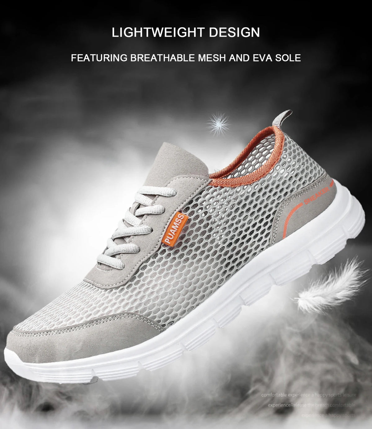 Men's sneakers lightweight design: breathable mesh upper with EVA sole