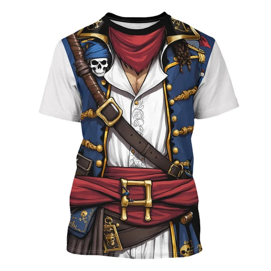 Pirate Captain Halloween Cosplay Party 3D Print Sport Quick-dry Breathable Men T-shirt Outdoor Street Parent-child Short Sleeve K's Collection Store