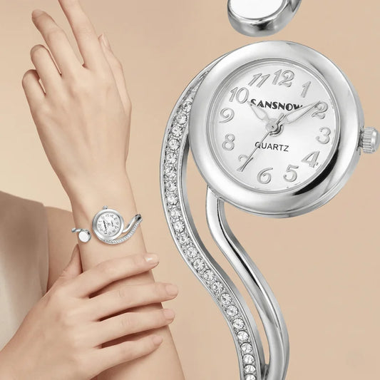Luxury Woman Watches Elegant Silver Gold Stainless Steel Bracelet Watches Fashion Rhinestone Ladies Quartz Clock Reloj Mujer K's Collection Store