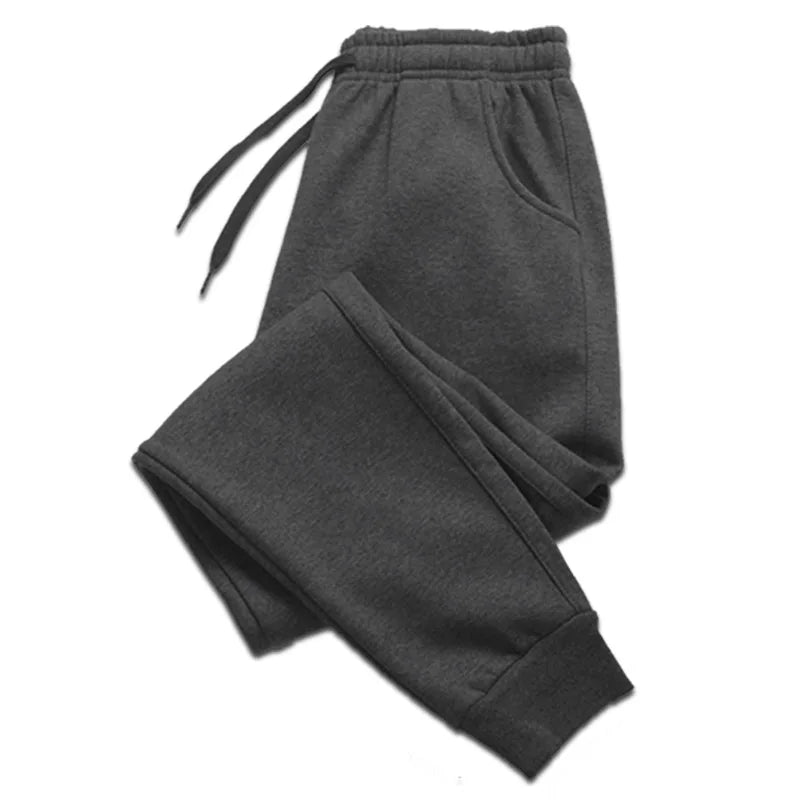 Men's slim fit charcoal gray jogger sweatpants with drawstring and tapered cuffs