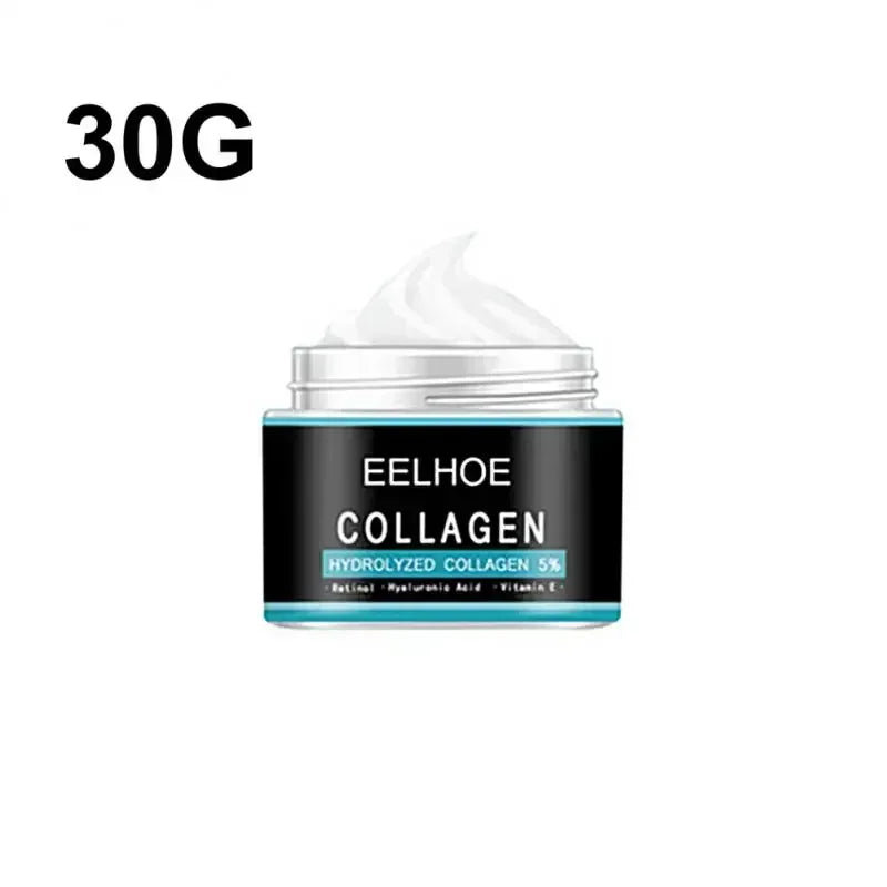 30g collagen face cream jar with white lid and black label