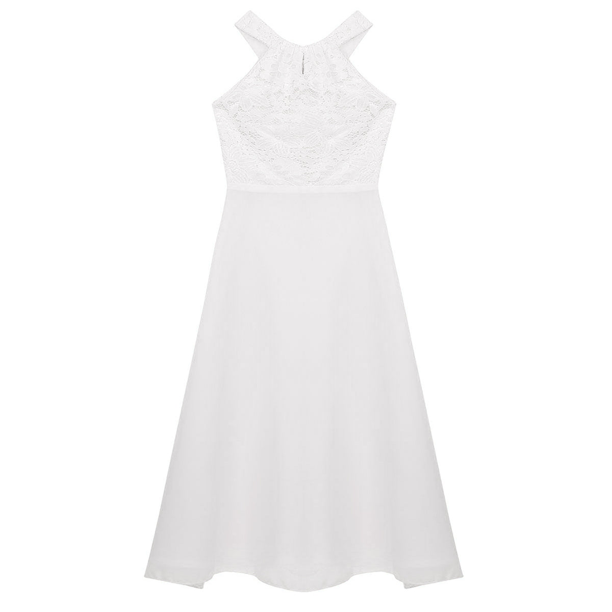 Kids Chiffon Floral Lace Cutout Back Flower Girl Dress Childs Girls Children Wedding Birthday Party Clothes K's Collection Store