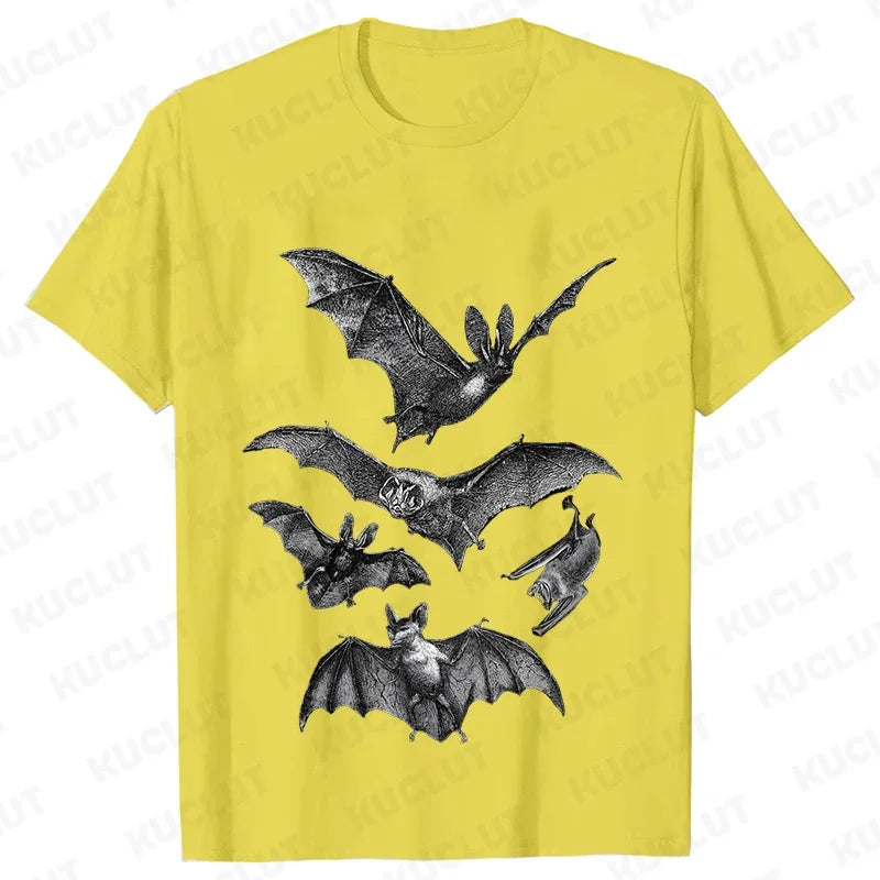 Gothic T Shirts for Men Witchy Clothing Goth Dark Grunge T-shirt Aesthetic Halloween Vampire Bat Vintage Clothes Short Sleeve K's Collection Store