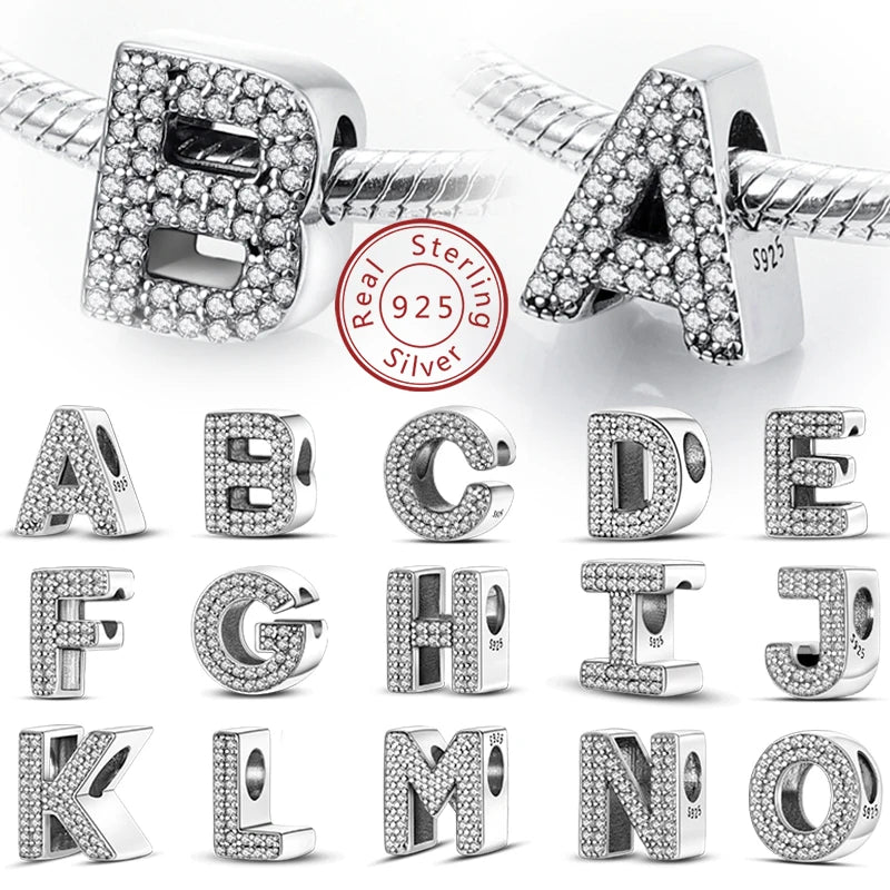 Charms Fit Original Bracelet A-Z Alphabet Charms Beads 925 Sterling Silver 26 Letters Charm for Women Girl DIY Fine Jewelry Gift K's Collection Store