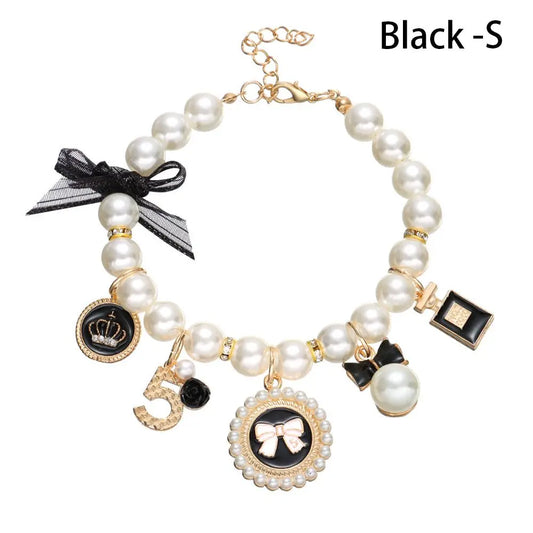 Pet Products Cat Jewelry Cute Collar Dog Cat Princess Bow Necklace Pet Pearl Collar Adjustable K's Collection Store