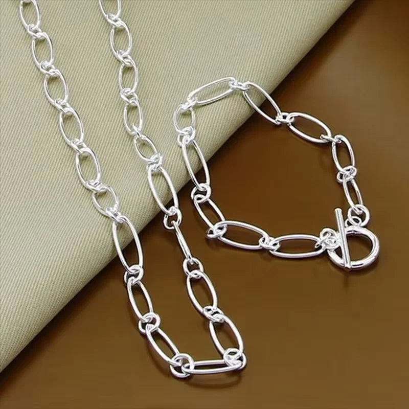 925 Silver Jewelry Set Necklace Bracelet Set For Women Party Jewelry Gift K's Collection Store