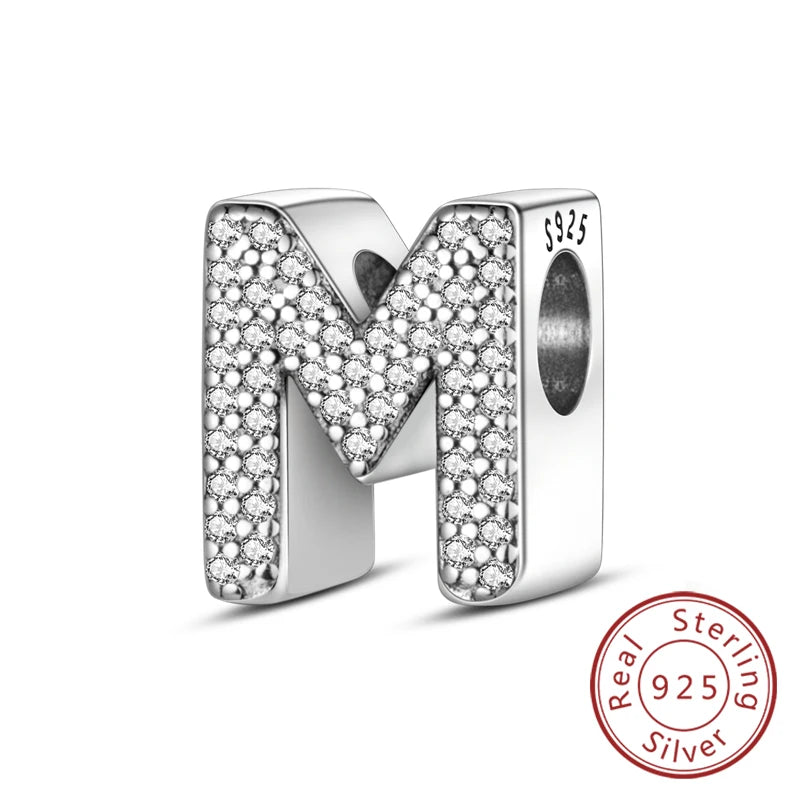 Charms Fit Original Bracelet A-Z Alphabet Charms Beads 925 Sterling Silver 26 Letters Charm for Women Girl DIY Fine Jewelry Gift K's Collection Store