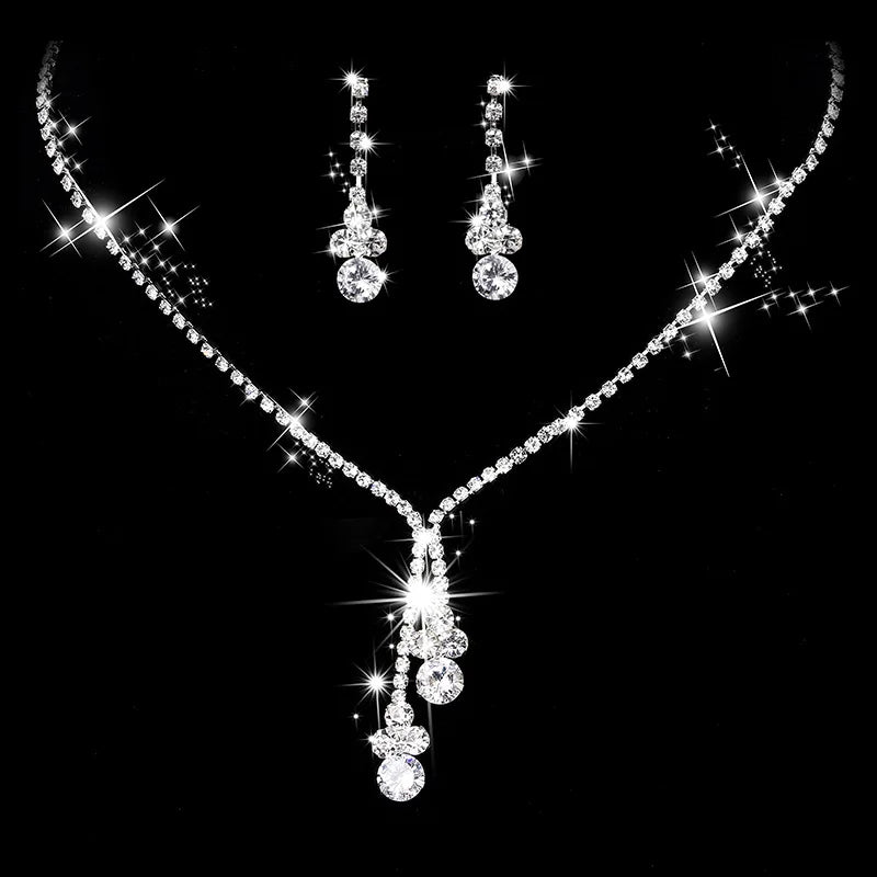 Women's Necklace Earrings Set Zircon Dangle Earrings Set Exquisite Wedding Party Jewelry Set for Anniversary Mother's Day Gift K's Collection Store