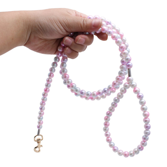 Luxury Pearl Pet Leash Adjustable Beaded Dog Leash for Small Dogs Cats Wedding Party Daily Walking Pet Accessories K's Collection Store