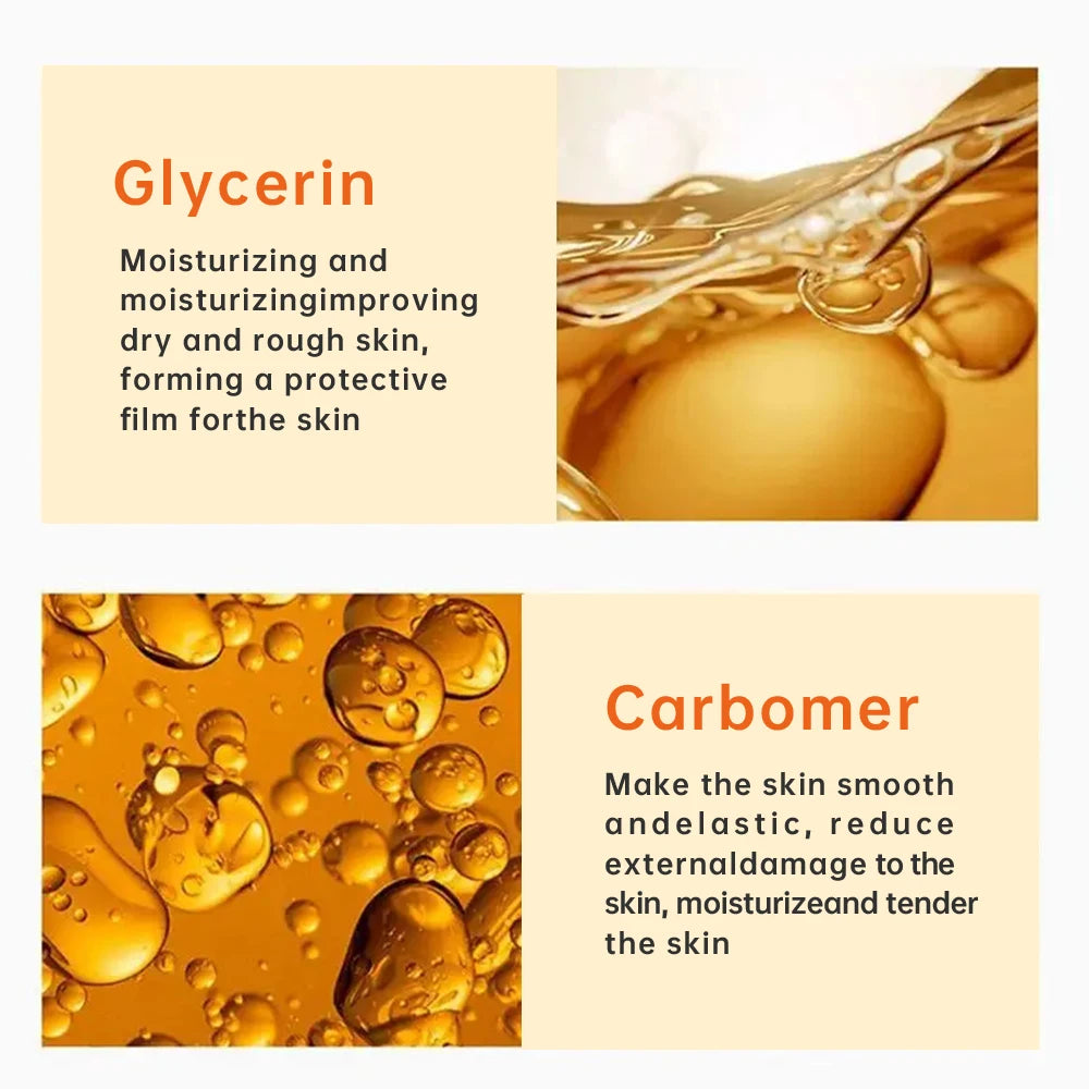 Collagen face cream ingredient infographic featuring glycerin and carbomer.